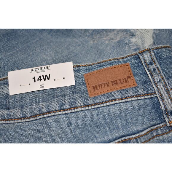JUDY BLUE NEW $85 Destroyed High Rise‎ Control Top Skinny Stretch Denim Jean 14W - Picture 3 of 5